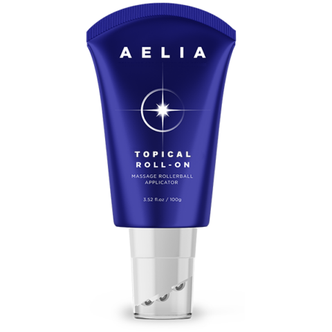 Blue tube of AELIA topical roll-on