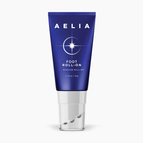 Blue tube of AELIA foot recovery roll-on
