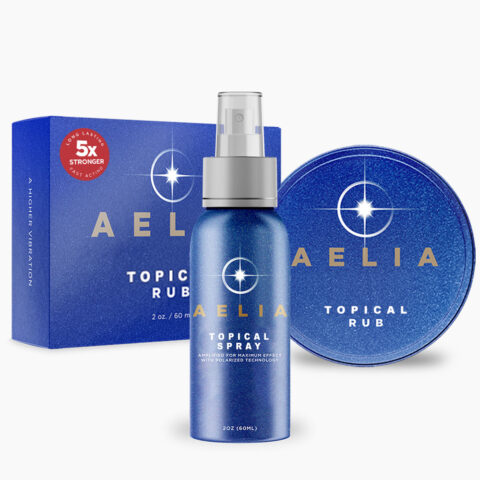 Bundle Of Blue Box, Tin And Bottle Of Aelia Topical Recovery Rub And Topical Recovery Spray