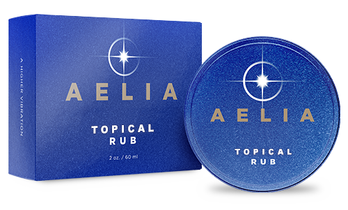 Blue box and blue tin of AELIA topical rub